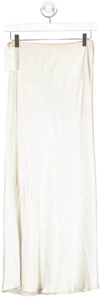 New Collection Cream Satin Maxi Skirt No Size