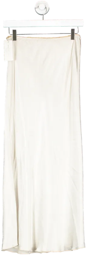 New Collection Cream Satin Maxi Skirt No Size