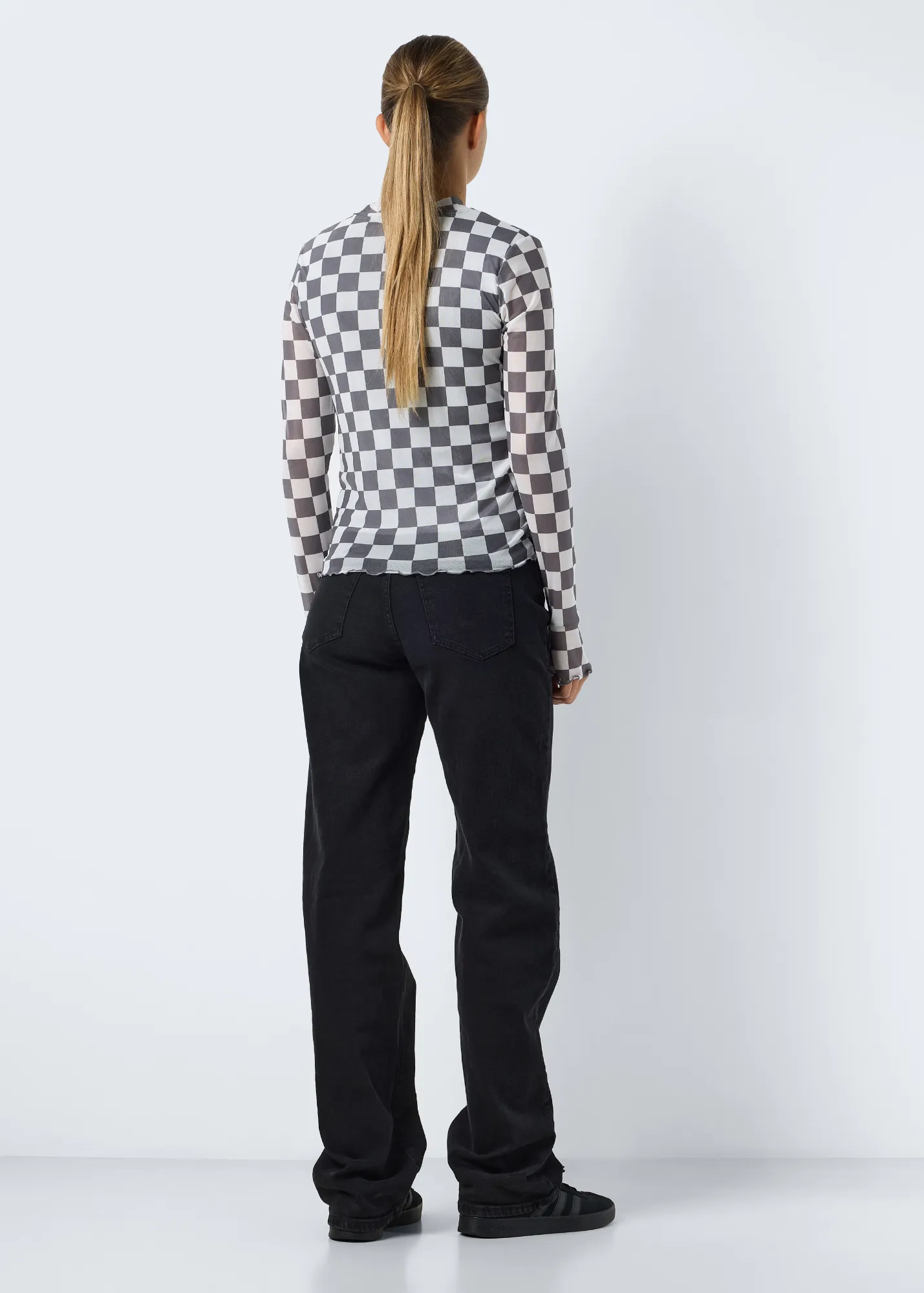 Noisy May - Grey Checkerboard Mesh Top