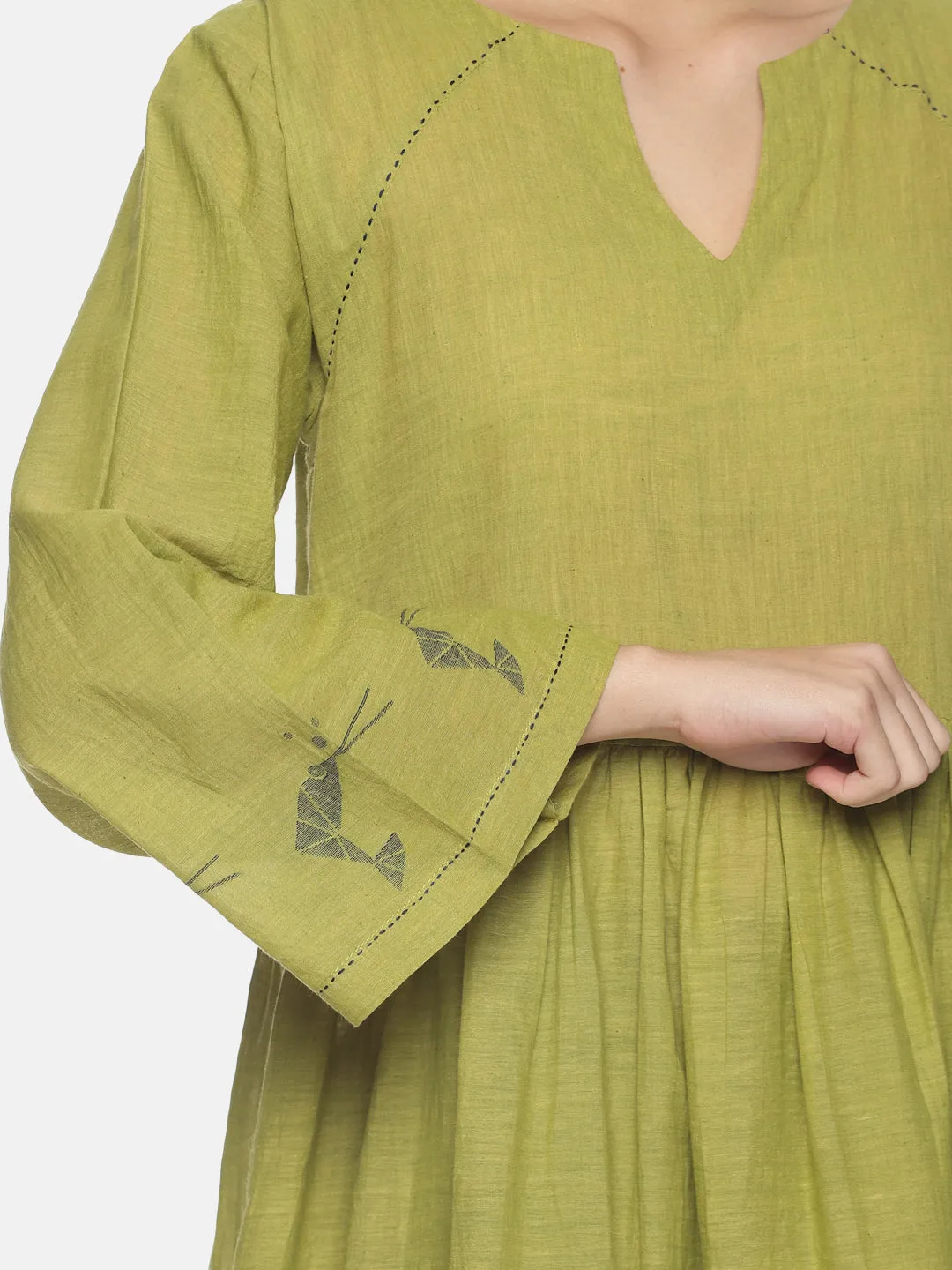 Olive Green Jamdani Prawn Motif Set