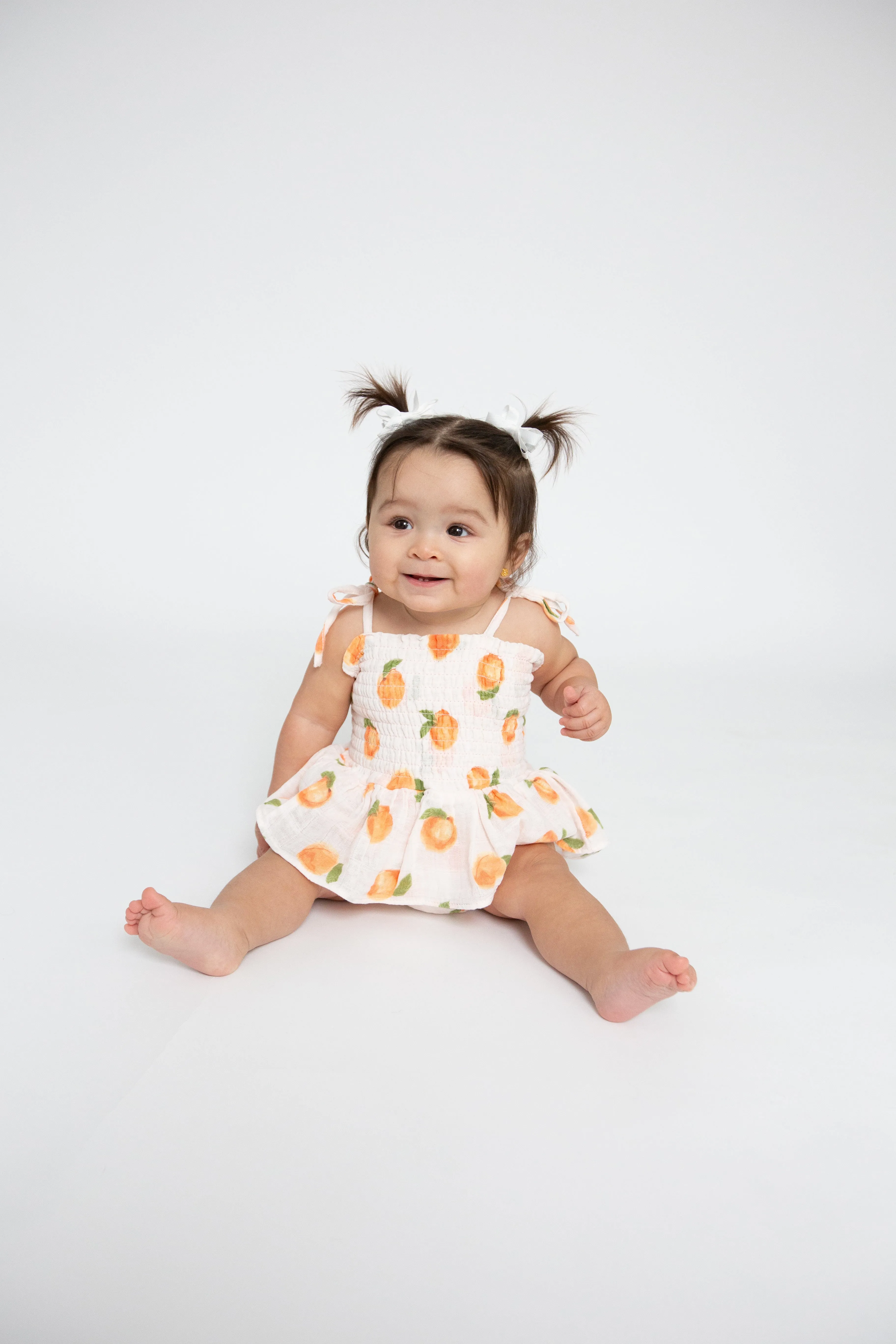 Peaches Smocked Bubble with Skirt by Angel Dear