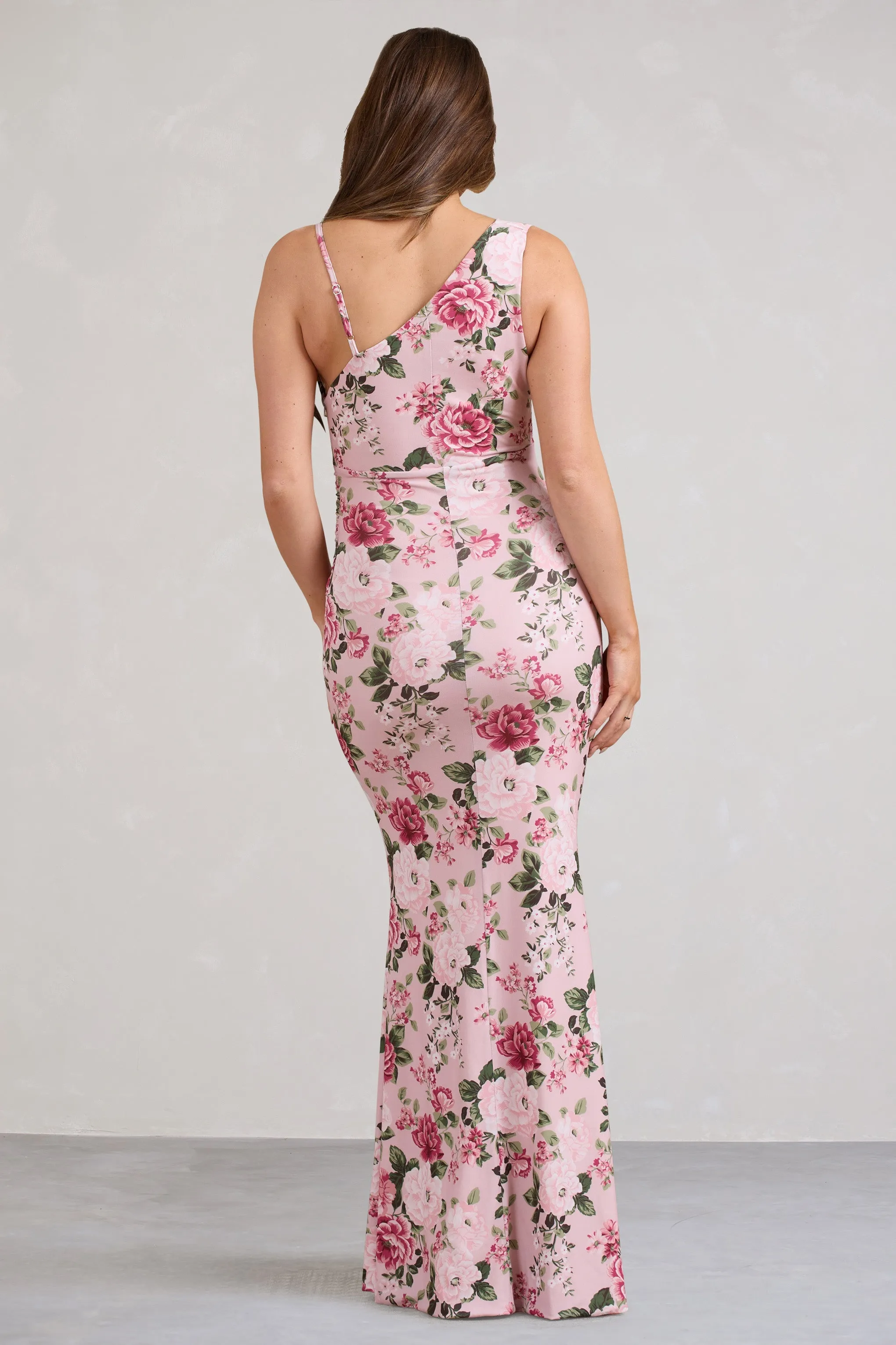 Phantasy | Pink Floral Maternity Cowl Neck Maxi Dress