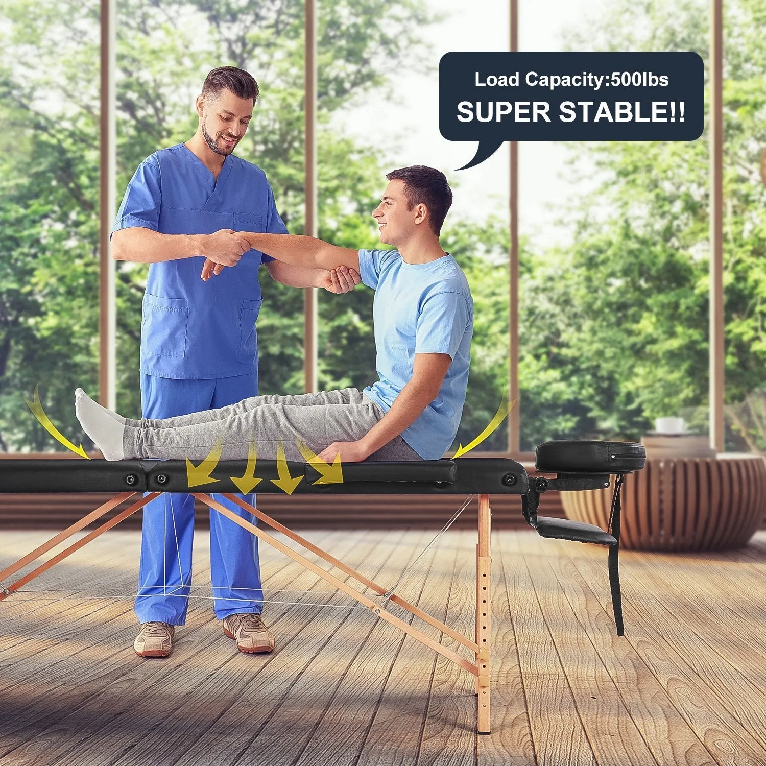 Portable Massage Table with 2 Fold Wooden