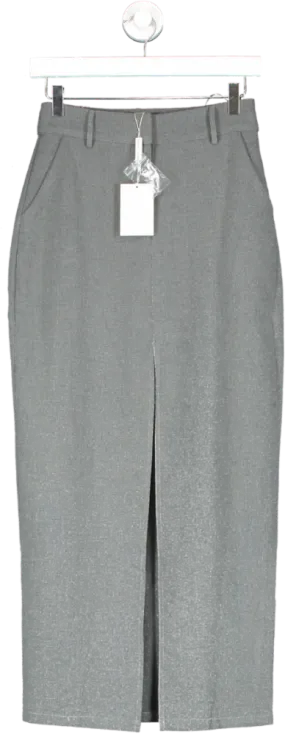 PRETTY LAVISH Grey Posie Tailored Maxi Skirt UK 6