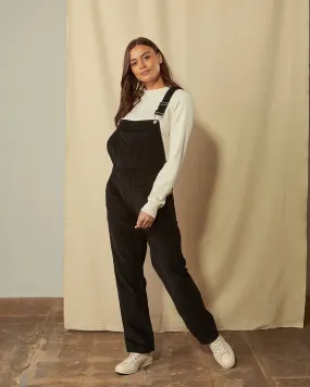 PRUE Corduroy Dungarees Loose Fit - Black