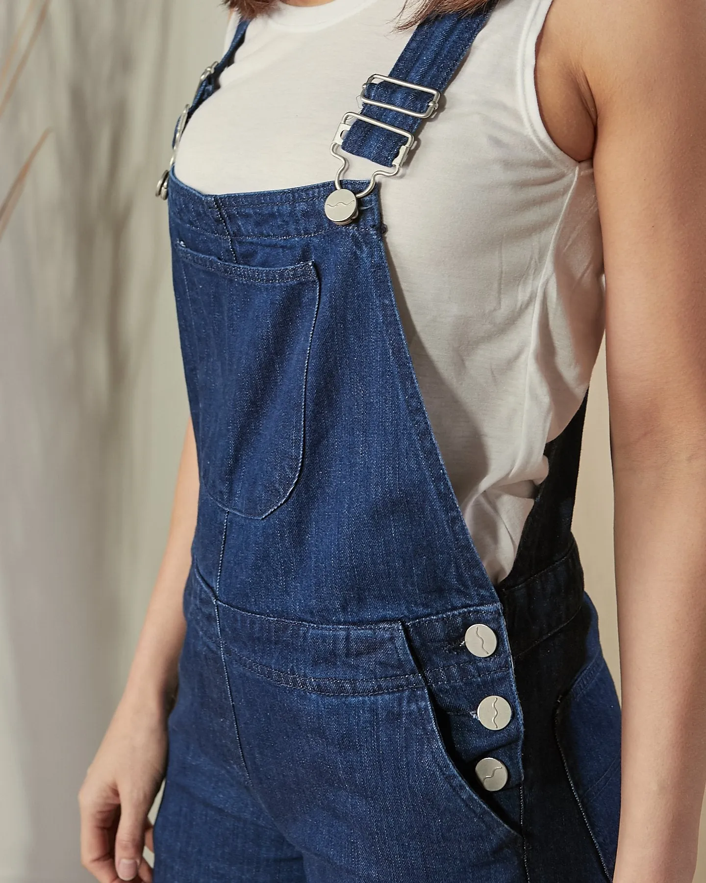 PRUE Regular Fit Denim Dungarees - Blue