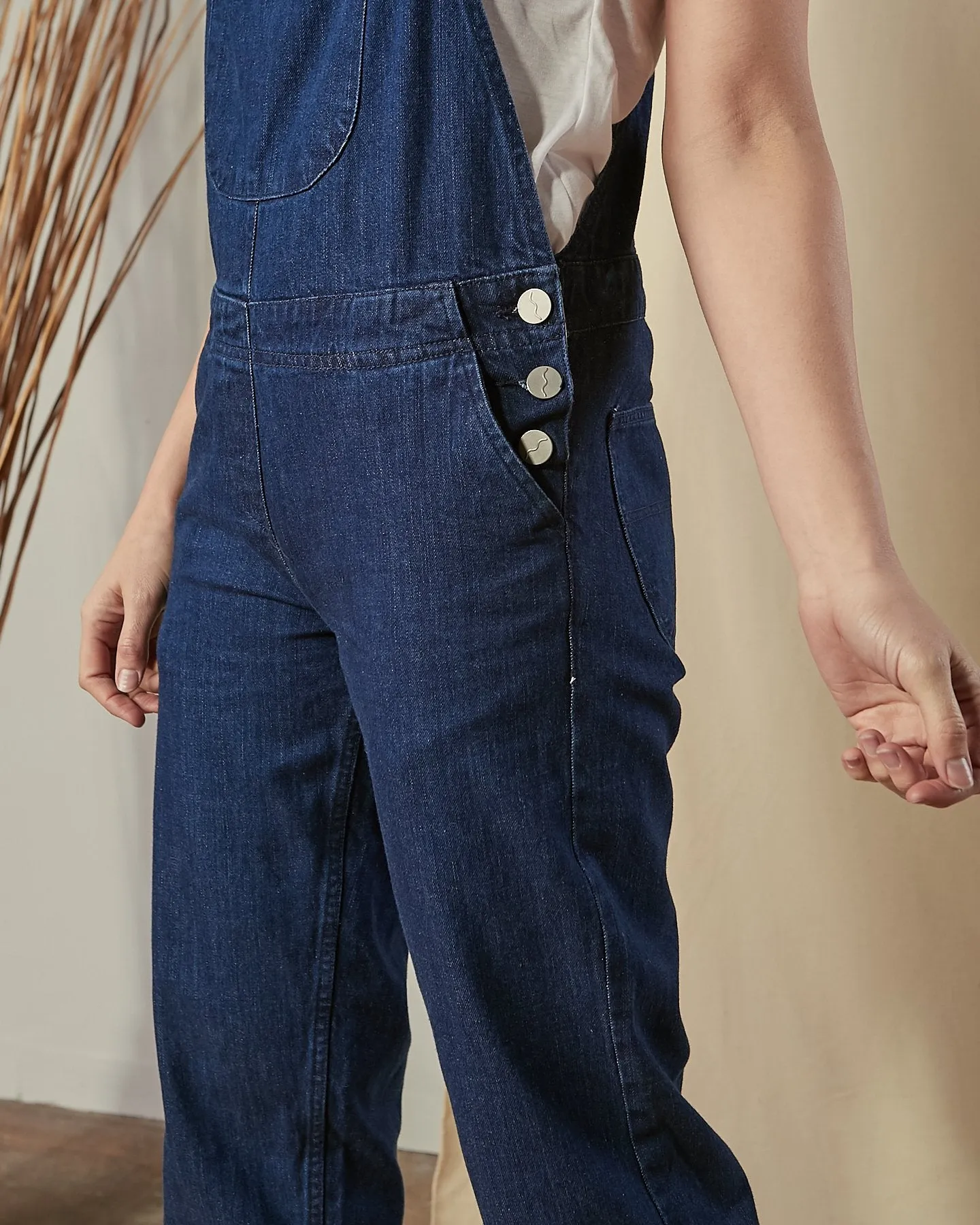 PRUE Regular Fit Denim Dungarees - Blue