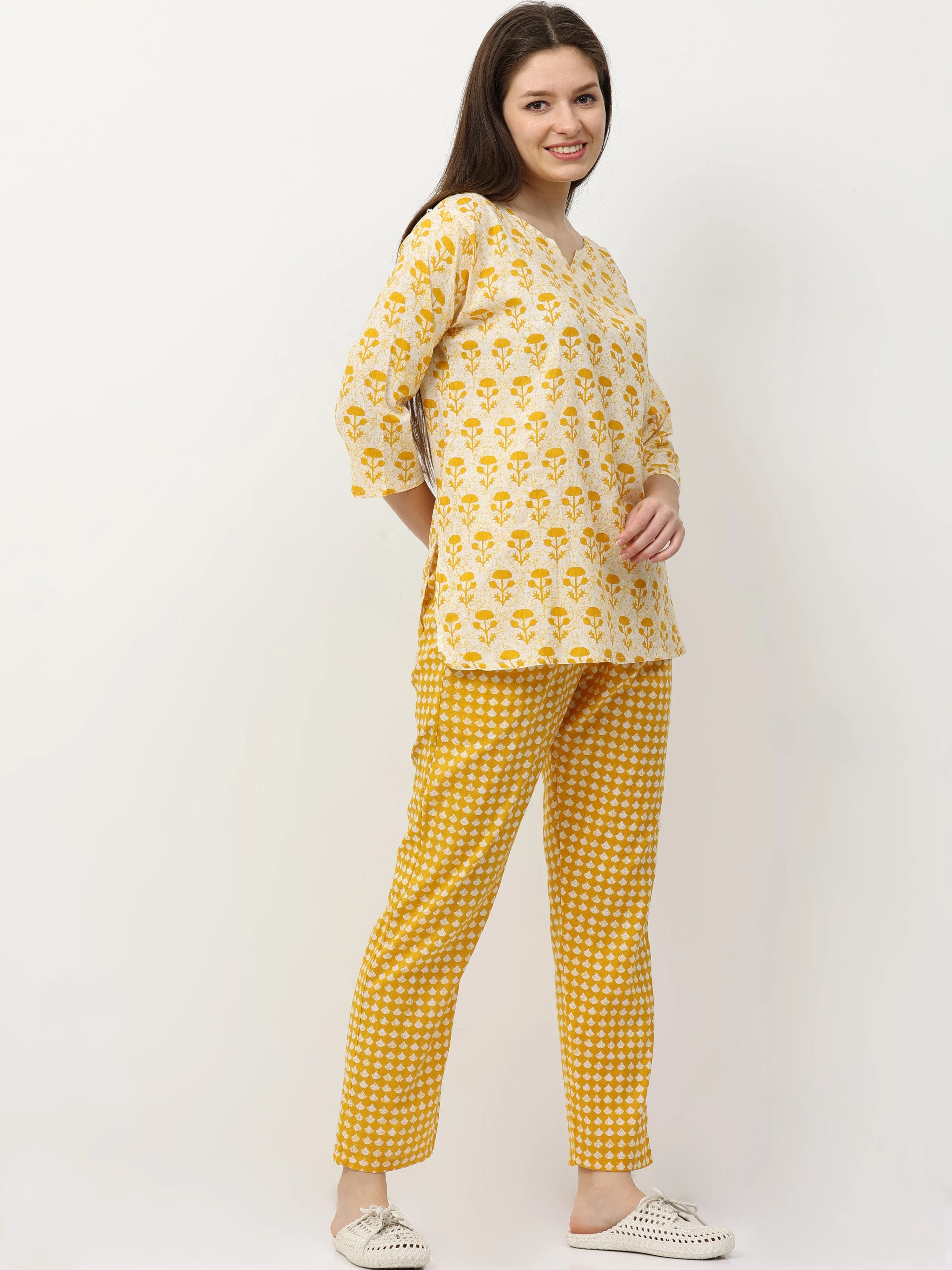 Pure Cotton Co-ord Sets Yellow