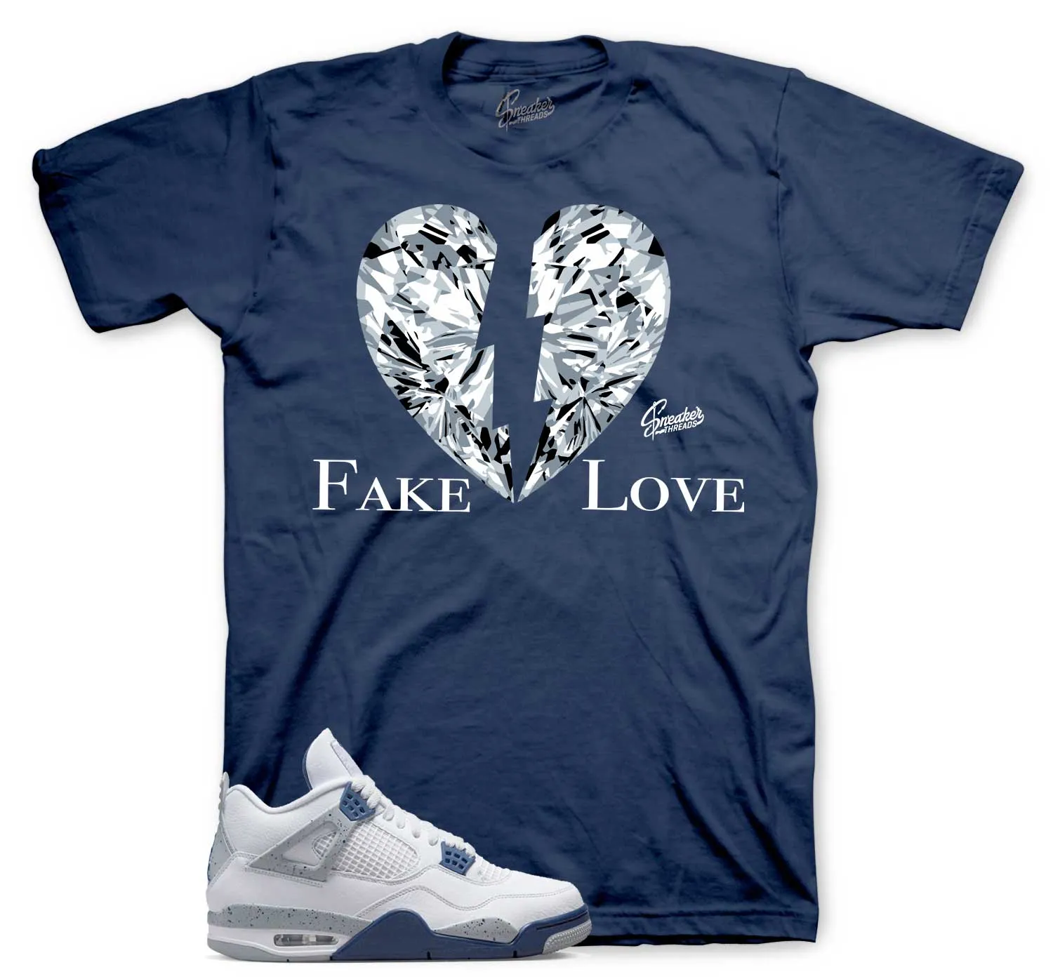 Retro 4 Midnight Navy Fake Love Shirt