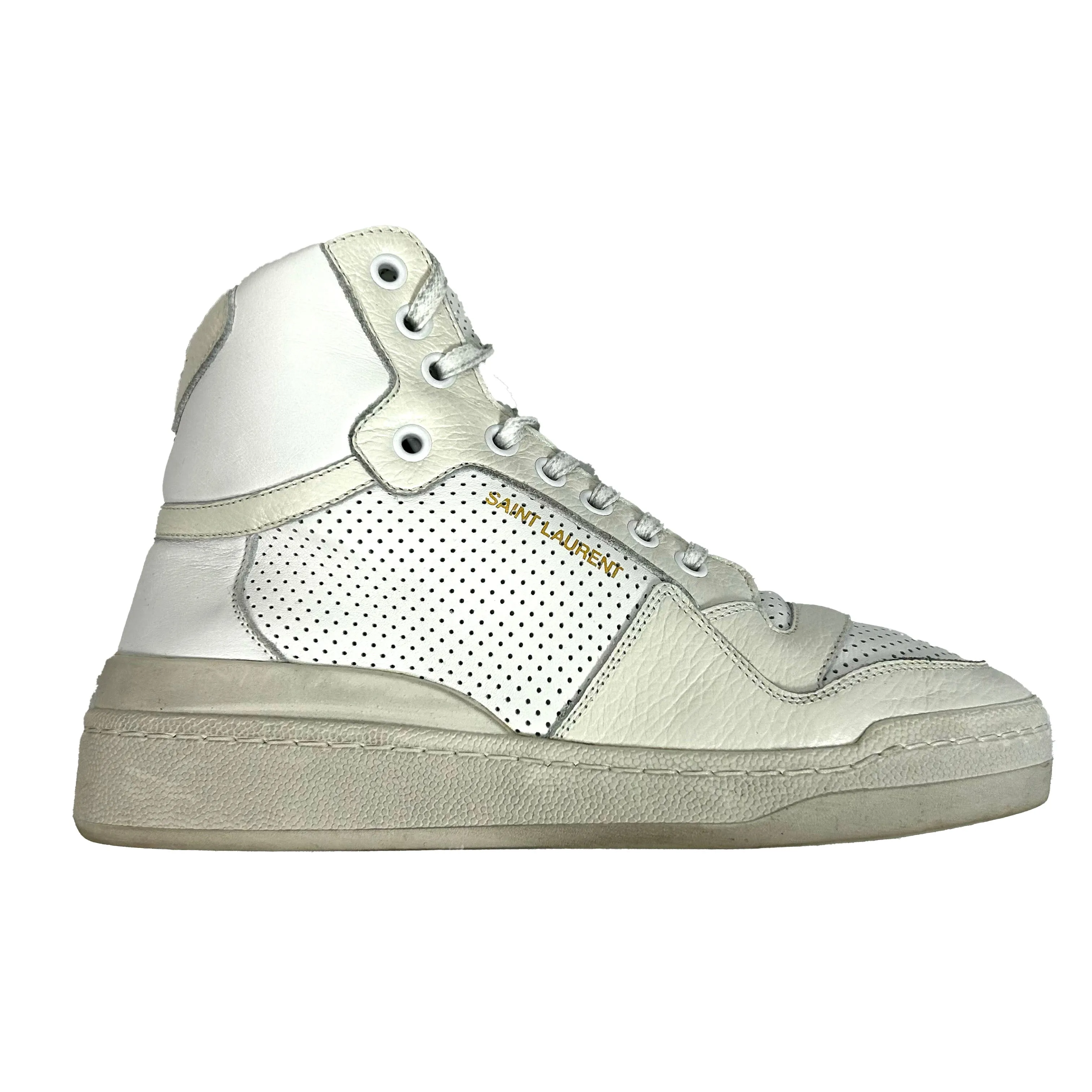 Saint Laurent 720 White Leather Mid Top Sneakers 37