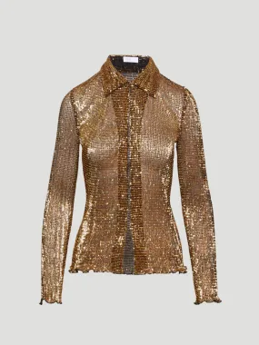 Sequin Mesh Slim Shirt