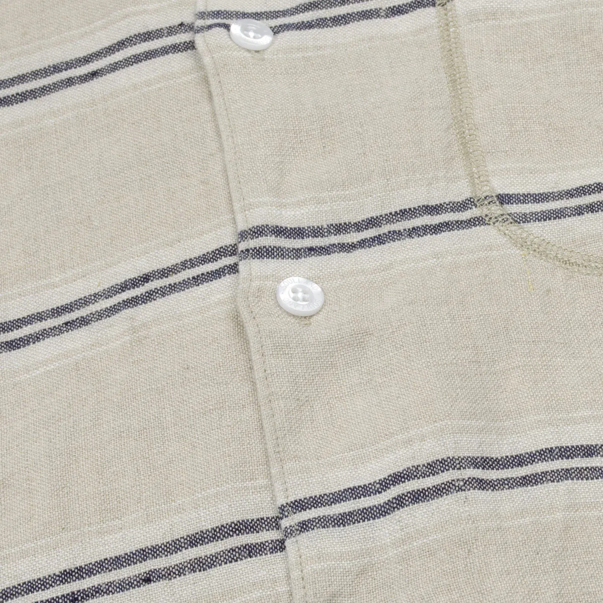 Soulland - Logan Linen Shirt - Beige / Navy Stripes