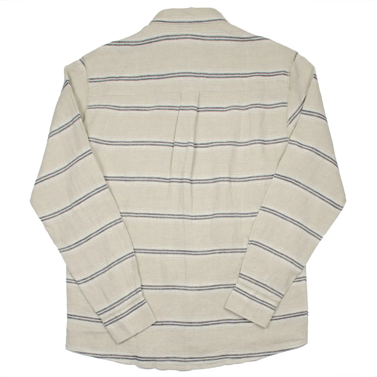 Soulland - Logan Linen Shirt - Beige / Navy Stripes