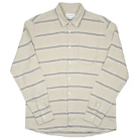 Soulland - Logan Linen Shirt - Beige / Navy Stripes