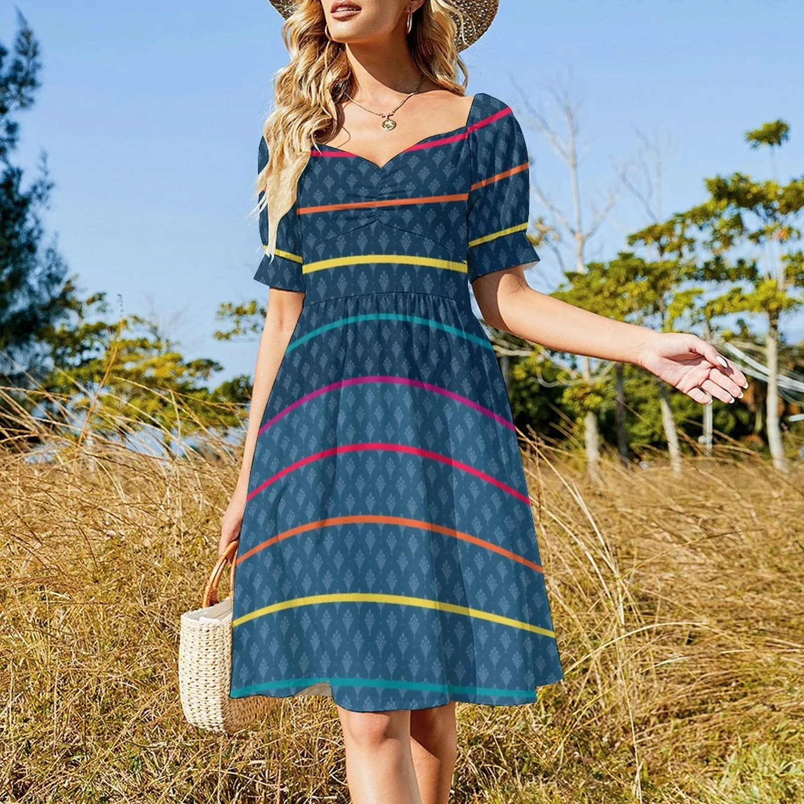 Sweetheart Neck Puff Sleeve Mini Dress (B271) Dress