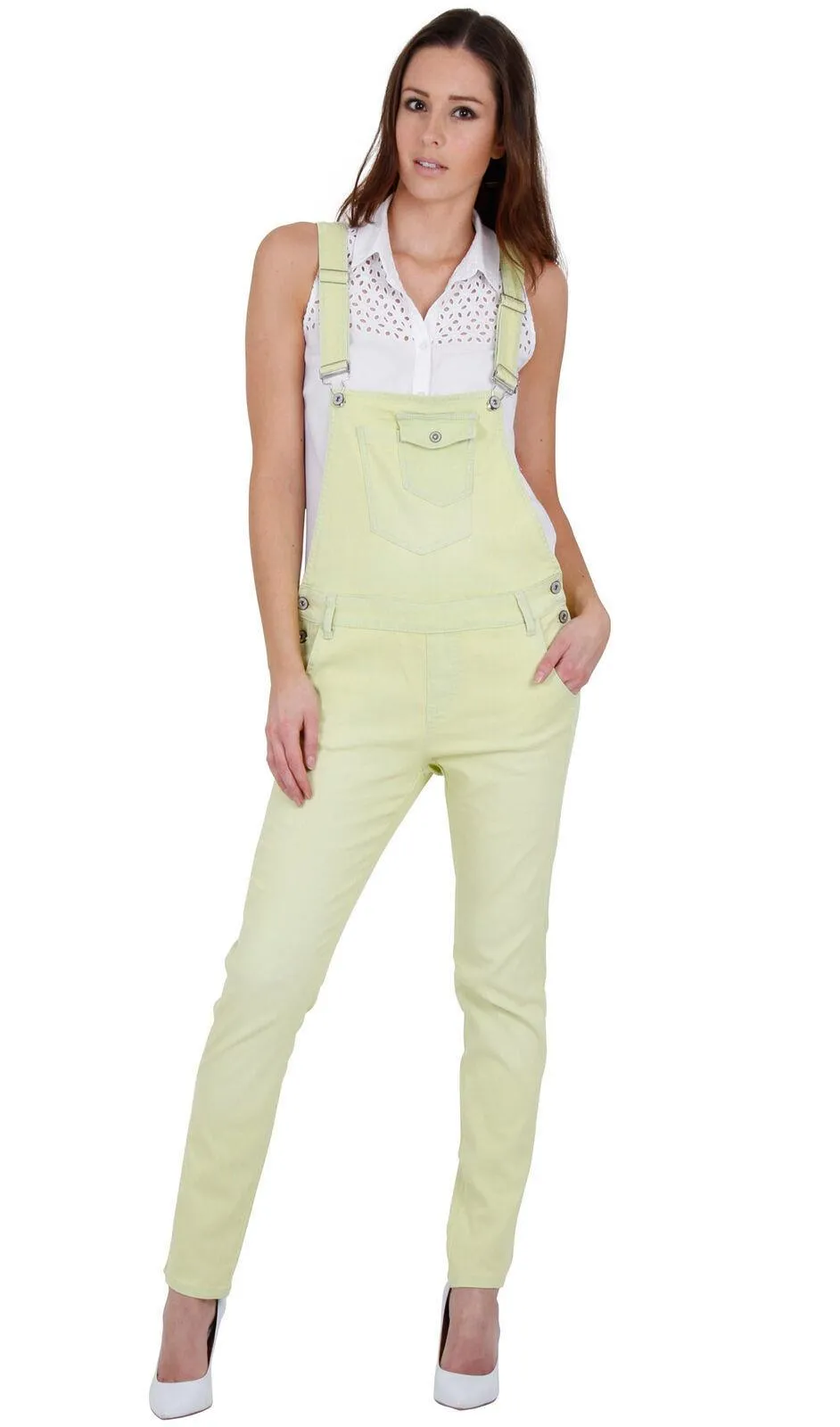 Womens Lightweight Dungarees - Yellow - Size UK6 & 8