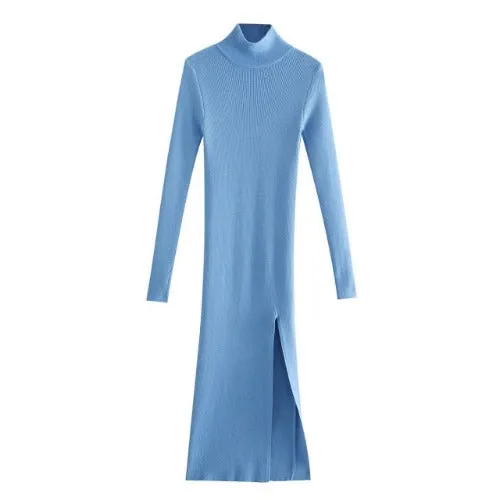 Women's Sweater Style High-Neck Dress